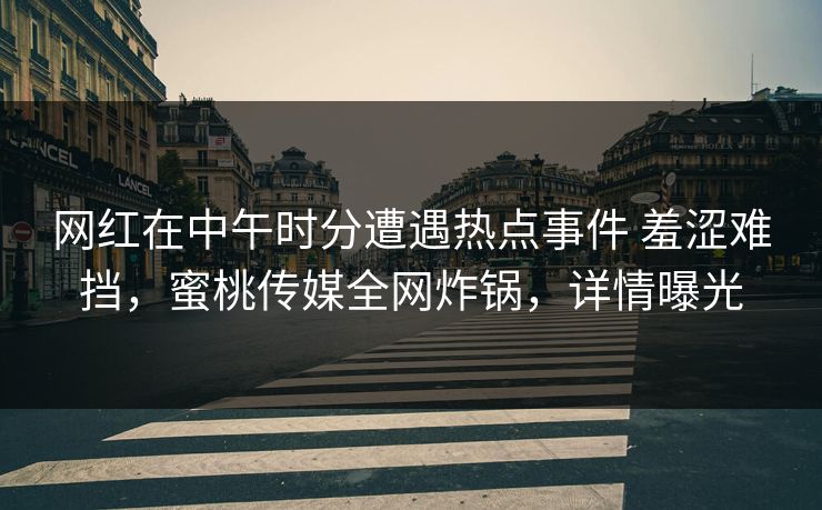 网红在中午时分遭遇热点事件 羞涩难挡，蜜桃传媒全网炸锅，详情曝光