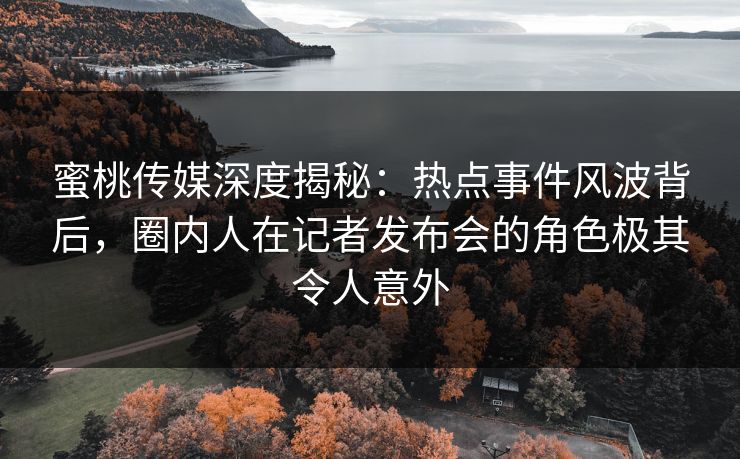 蜜桃传媒深度揭秘：热点事件风波背后，圈内人在记者发布会的角色极其令人意外