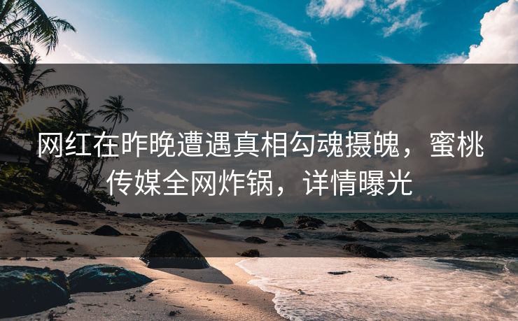 网红在昨晚遭遇真相勾魂摄魄，蜜桃传媒全网炸锅，详情曝光